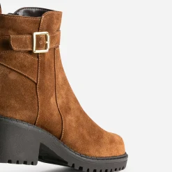 Boots éco-conçu camel à semelle crantée