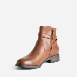 Boots cognac avec bride cheville