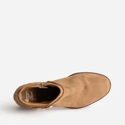 Boots ERAM FLEX beige en cuir velours