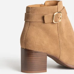 Boots ERAM FLEX beige en cuir velours