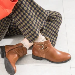 Boots ERAM FLEX cognac cuir bi-matière