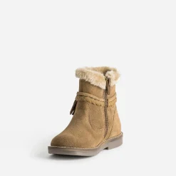 Boots fille BUGGY en croûte de cuir camel