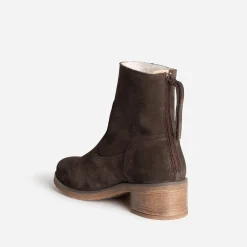 Boots marron cuir velours fourré