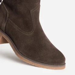 Boots marron cuir velours fourré