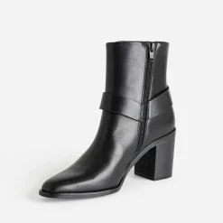 Boots motard TEXTO à talon noir en cuir