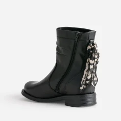 Boots noir cuir décor foulard