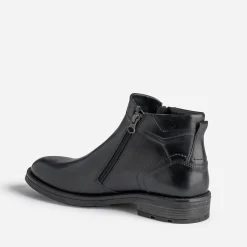 Boots noir en cuir à double zip