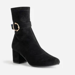 Boots noir suédé détail boucle