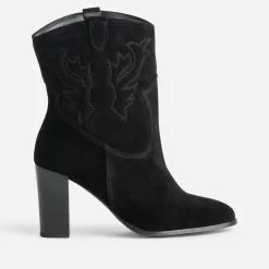 Boots western à talon noir cuir velours