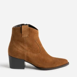 Boots Western TEXTO cognac cuir velours