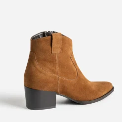 Boots Western TEXTO cognac cuir velours