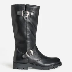 Botte BUGGY noire cuir esprit motard