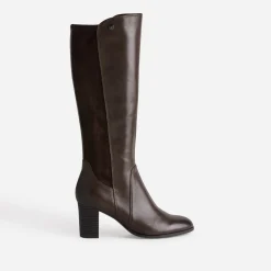 Botte CAPRICE marron en cuir bi matière