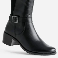 Botte CAPRICE noire cuir bi matière