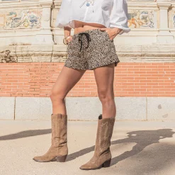 Botte cognac cuir velours éco-conçue esprit santiag