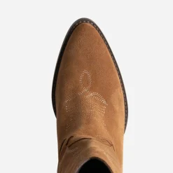 Botte cognac cuir velours éco-conçue esprit santiag