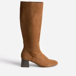 Botte cognac cuir velours souple