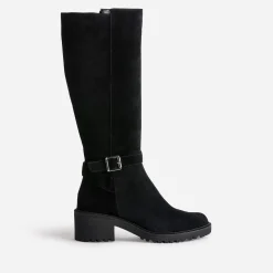 Botte esprit motard noire cuir velours