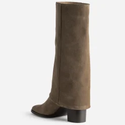 Botte fourreau TEXTO taupe cuir velours