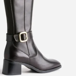 Botte marron foncé cuir avec bride