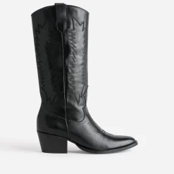 Botte noire cuir éco-conçue esprit santiag