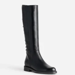 Botte noire cuir tige lacée