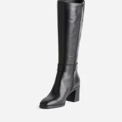 Botte noire en cuir à talon