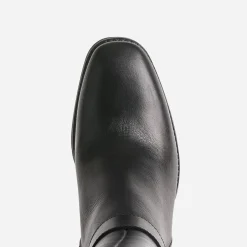 Botte noire en cuir à talon