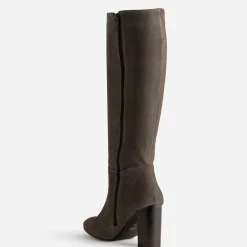 Botte taupe cuir velours