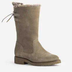 Botte taupe cuir velours fourré