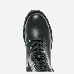 Botte TEXTO noire à tige en textile côtelé