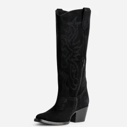 Botte TEXTO noire cuir velours western