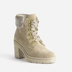 Bottine à talon TEXTO beige cuir velours