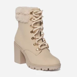 Bottine à talon TEXTO beige esprit montagne