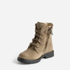 Bottine BUGGY éco-conçue kaki en cuir velours décor étoile