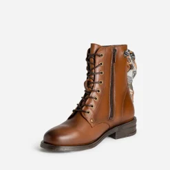 Bottine camel cuir détail ruban