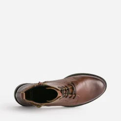 Bottine cognac cuir détails perforés