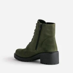 Bottine cuir velours kaki