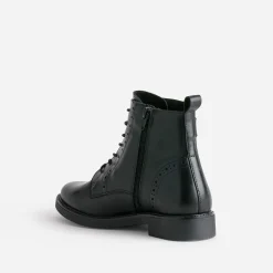 Bottine noire cuir détails perforés