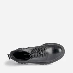 Bottine TEXTO noire en cuir à semelle plateforme