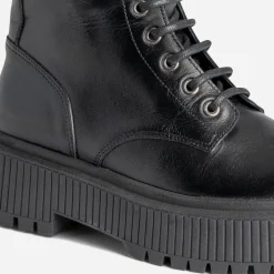 Bottine TEXTO noire en cuir à semelle plateforme