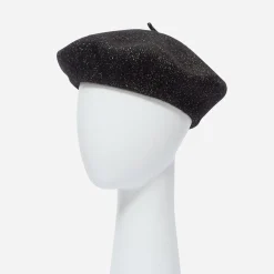 Béret noir pailleté or