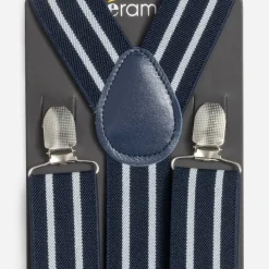 Bretelles élastiquées marine rayées blanc