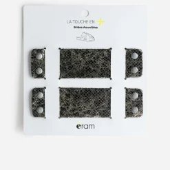 Brides amovibles noires en cuir effet python doré