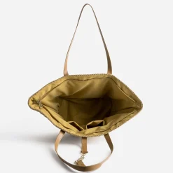 Cabas panier beige foncé raphia tressé