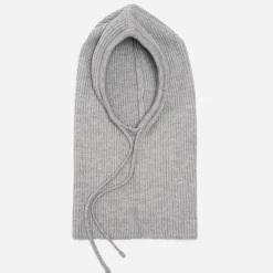 Cagoule grise tricot côtelé