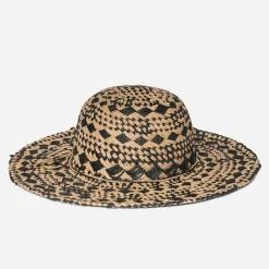 Capeline TEXTO beige et noire tressée