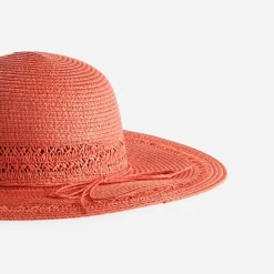 Capeline TEXTO corail paille papier