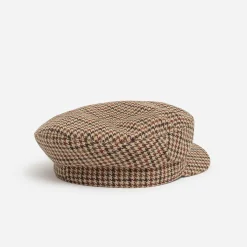 Casquette beige à motif pied-de-poule coloré