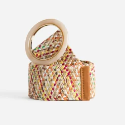 Ceinture beige tressage multico